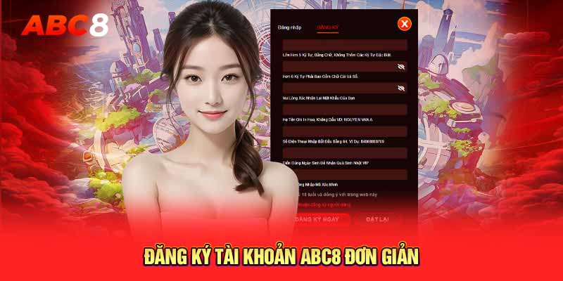 Đăng ký tài khoản ABC8 đơn giản